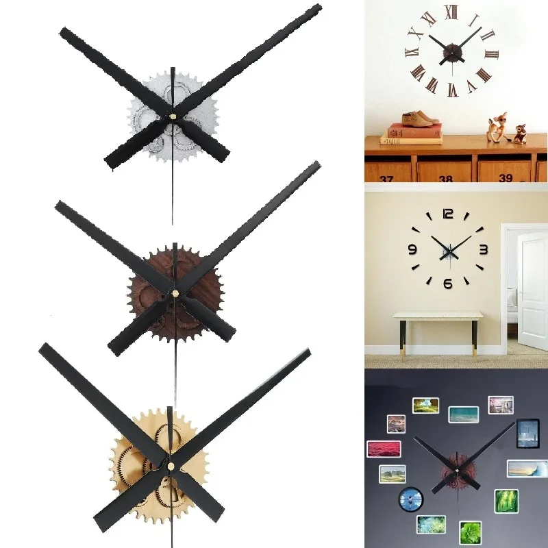 Dreamburgh 3D Wall Clock Creative Wooden Gear DIY Clock Quartz Movement Mechanism Repair Set 3 Colors Home Decor Kit Parts Tool