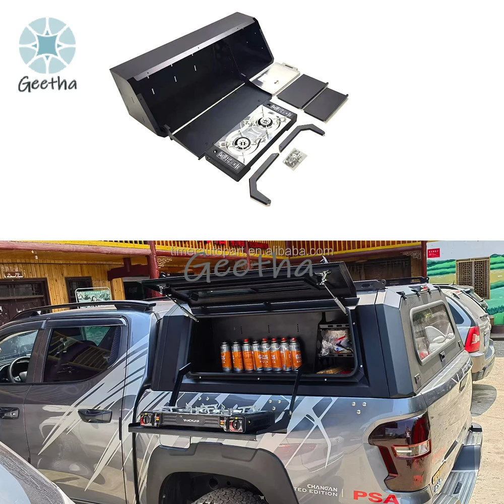

Outdoor Truck Bed Tool Box With Shelf Drawers Pickup Camper Cover Interior Bed Storage Foldable Kitchen With Stoves