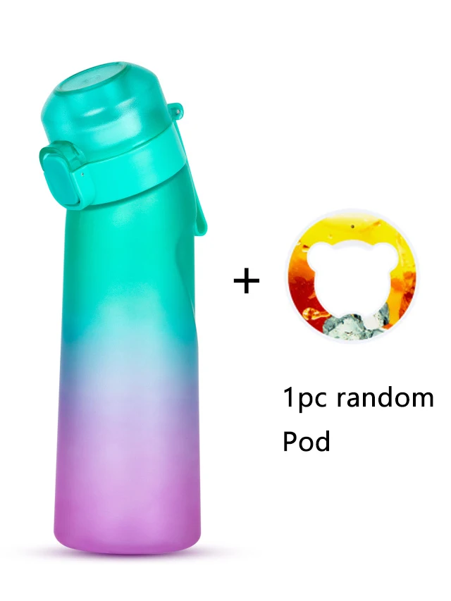 YOCITY 1 Stück 650 ml aromatisierte Wasserflasche mit zufälligen 1 Aromapseln Luftwasserflasche Frosted Black Air Camping Sport Fitness Cup 8