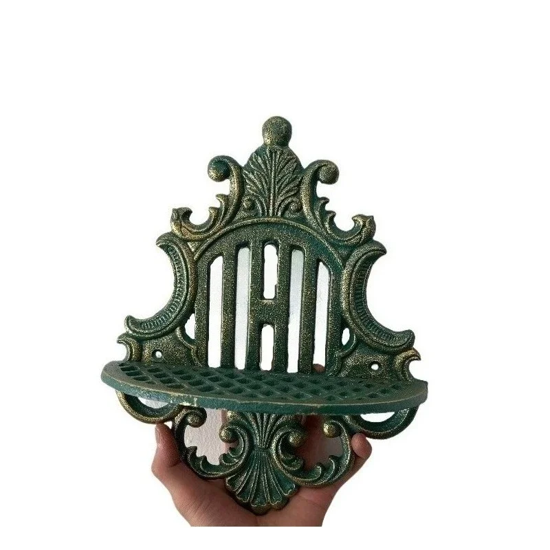 Wall Mounted Cast Iron Storage Shelf, European Style Garden Patio Decor, Kitchen Pantry Grocery Organizer