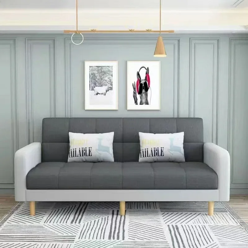 Sofa living room Small apartment rental room Folding sofa bed Single double bedroom Simple modern apartment Fabric sofa image 3