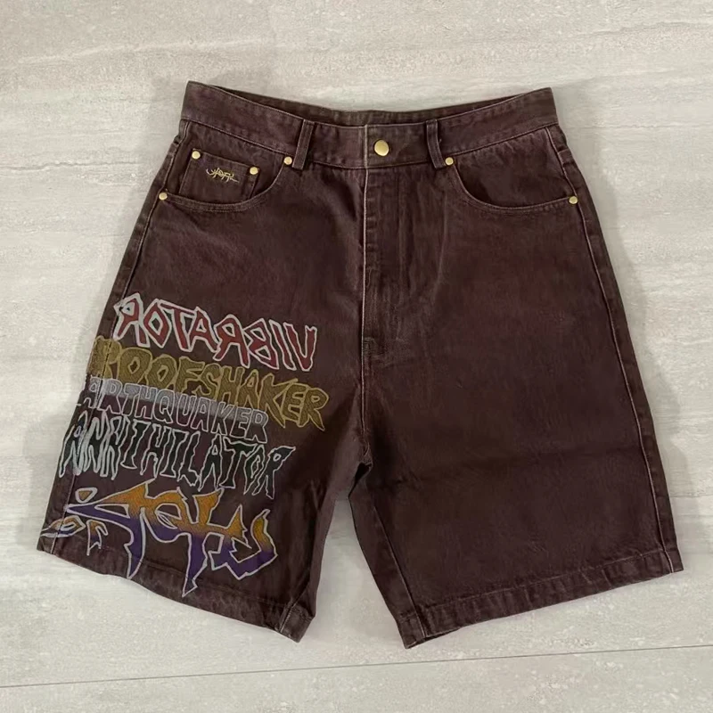 

New American Style Washed Do Old Cactus Jack Denim Shorts Graffiti Alphabet Printing All-match UTOPIA High Quality Casual Shorts