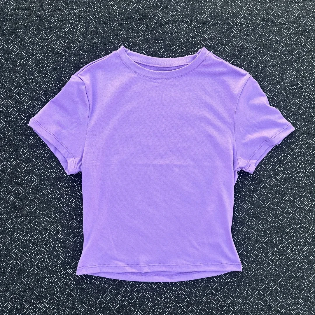 Solid Color Women\'s Tight Yoga Short-Sleeved T-Shirt Soft And Breathable Belly Button Exposed Fitness Top Abdominal Slimming