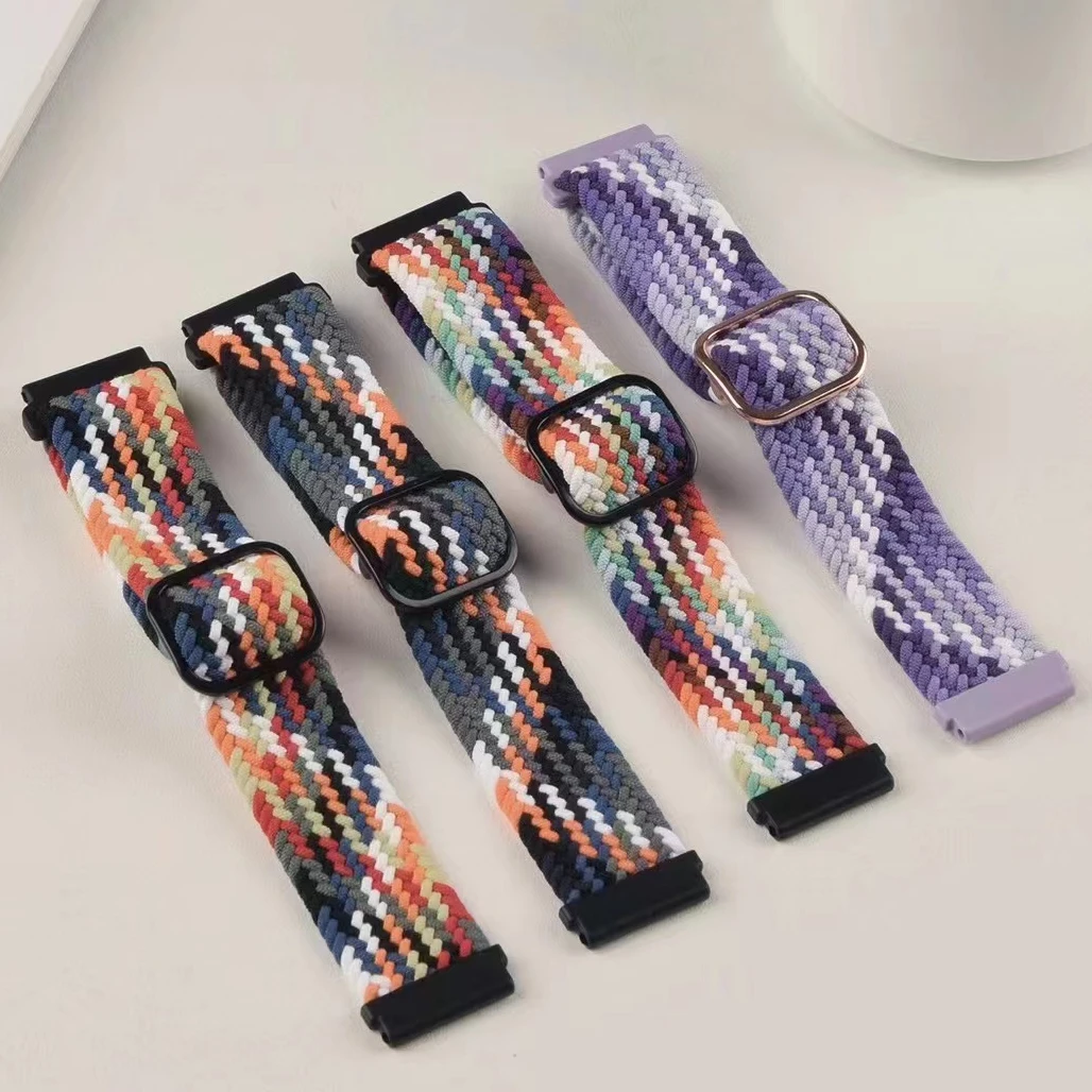 Correa de nailon trenzado de 20mm y 22mm para Samsung Watch 7/6/5/4 Huawei Watch 5/4/3/GT4-5-5Pro pulsera elástica de 46mm Amazfit GTR 4/GTS 4