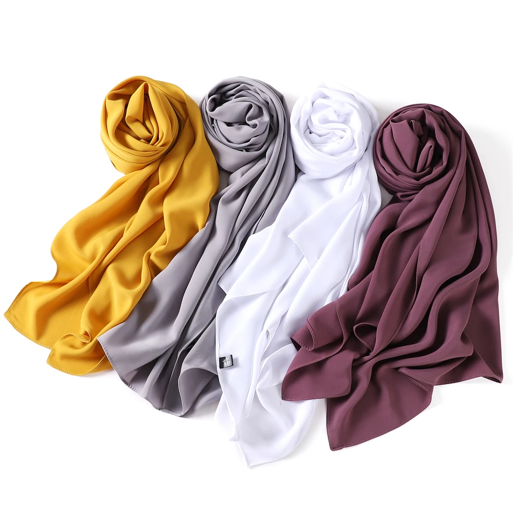 High Quality Soft Chiffon Muslim Hijab Long Shawls Scarf Women Solid Color Head Wraps Ladies Hijabs Big Size Scarves