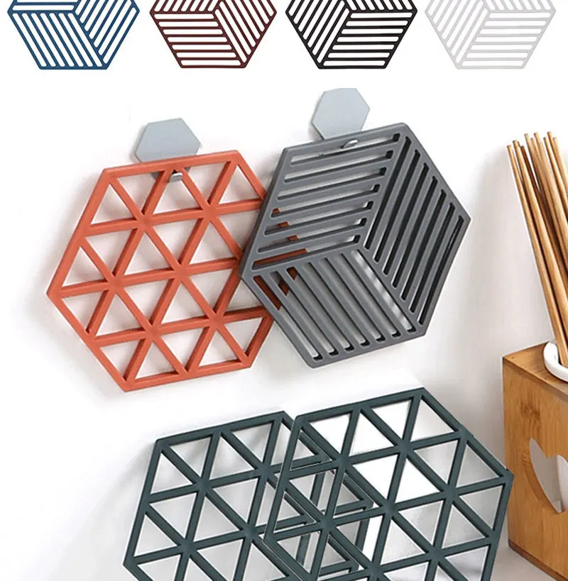 Hohl Solide Anti Slip Isolierung Silikon Matte Untersetzer Lebensmittel Grade Material Tischset Tisch Hexagon Tasse Matte Haushalt – Detail 5