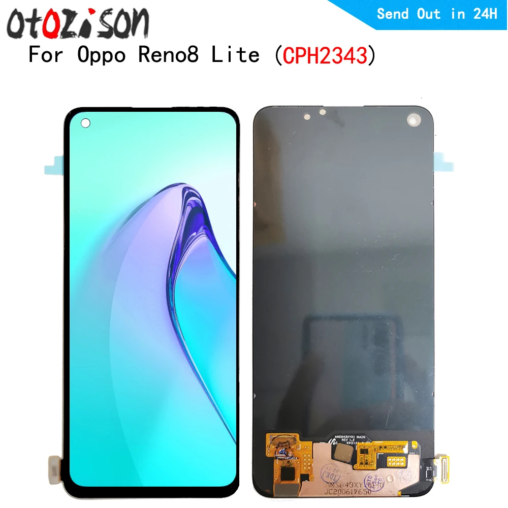Ekran AMOLED 6,43" do Oppo Reno8 Lite CPH2343 Wyświetlacz LCD Panel dotykowy Digitizer z ramką do Oppo Reno8 Lite
