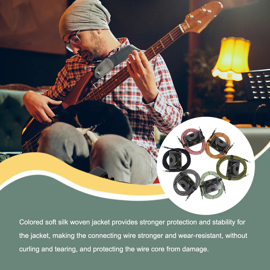 Guitar Cable Wire Cord Noise Reduction Line Color Braided Shielded Cables