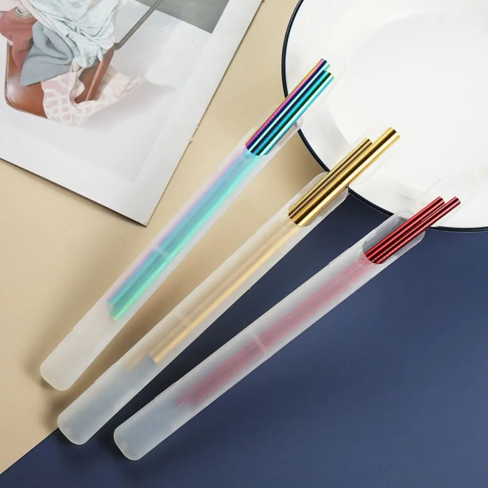 1pcs Portable Plastic Chopsticks Box 26cm Transparent Cutlery Straw Case Makeup Brush Storage Box