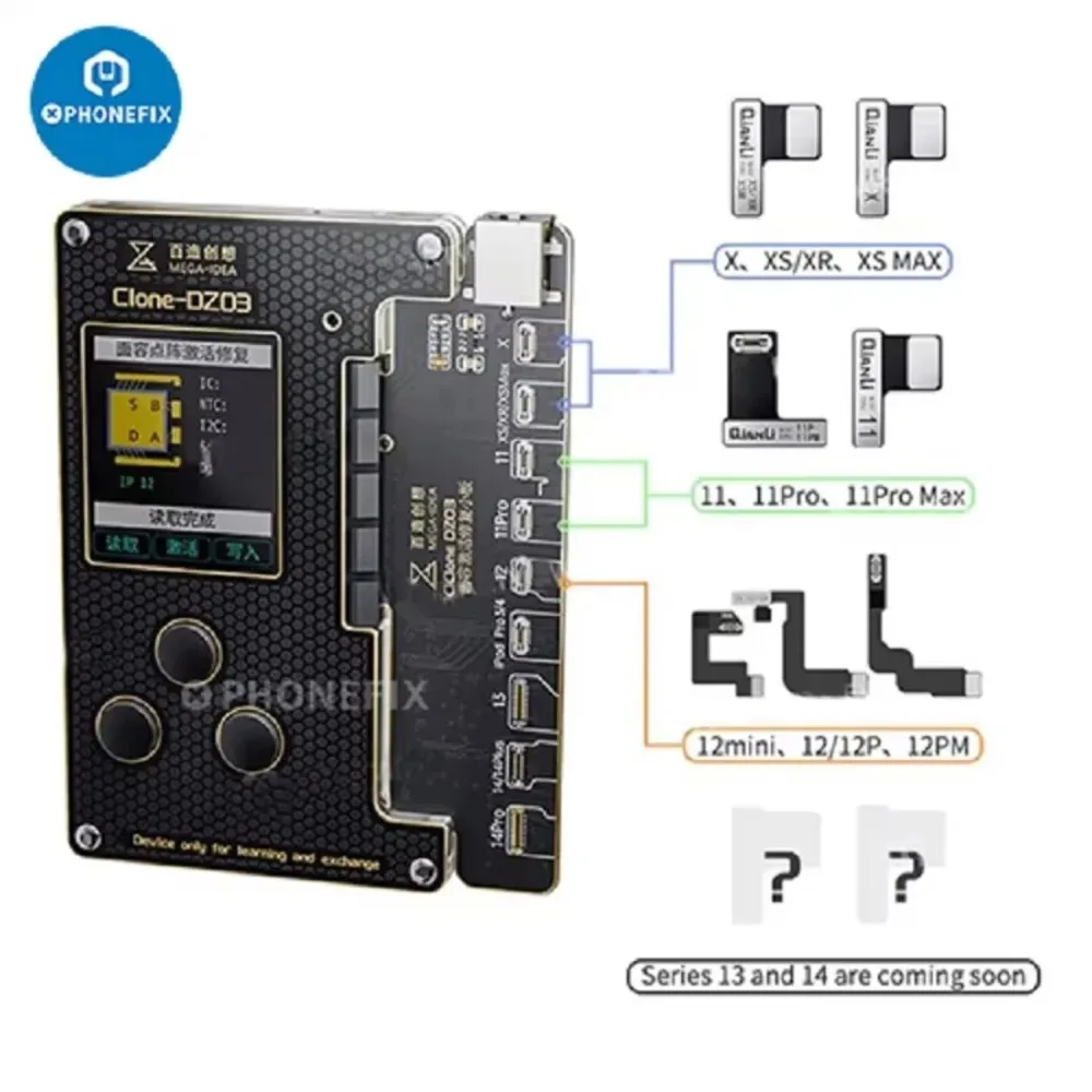 QIANLI Clone DZ03 Dot Matrix Programmer untuk IPhone X 11 12 13 14 Pro MAX Kabel Fleksibel Perbaikan ID Wajah Tanpa Penghapusan Tanpa Penyolderan