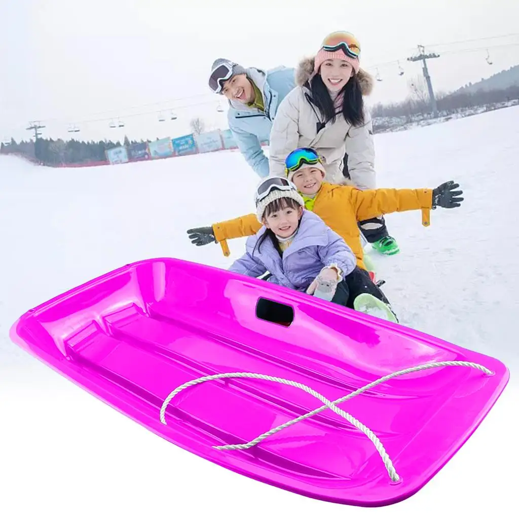 Snow Sled with Handles and Pull Rope for Kids Adults Outdoor Skiing Board Winter Sliding Game Sand Grass Use