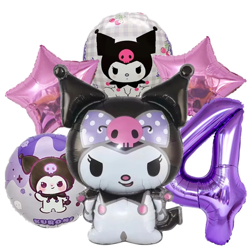 6pcs/set Cartoon Kuromi Y2K Aluminum Film Balloon Sanrio Cute Children Birthday Set Girl's Birthday Decorating Party Gifts Prop view 5