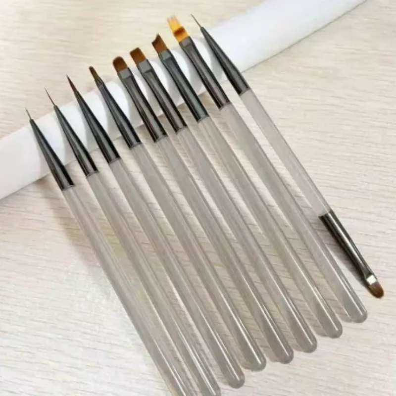 9pcs/set Nail Art Design Pen Painting Tools with Nail Extension Gel Brush Nail Gel Brush at Home Diy Manicure