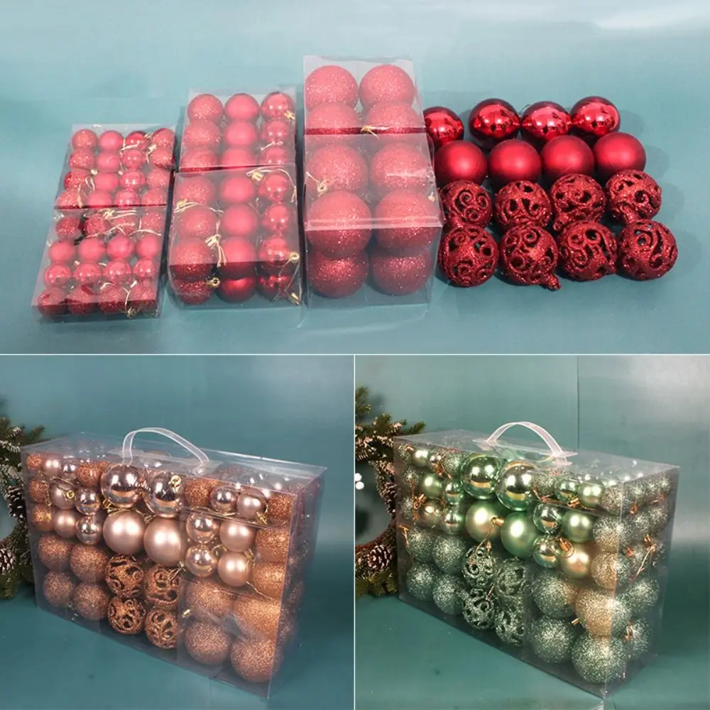 100PCS Durable Plastic Christmas Ball Set 18 Colors 8cm Xmas Ornament Ball Suspensable Christmas Tree Balls Storefront