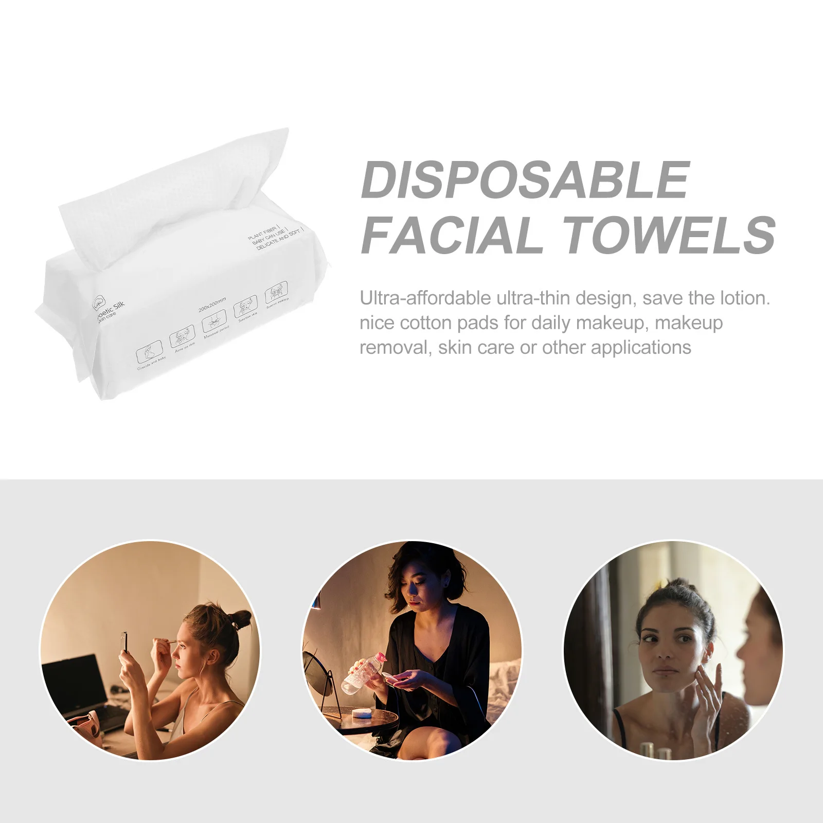 100 pçs almofadas faciais de algodão ultra fino macio toalhas de limpeza facial removedor de maquiagem toalhas uso seco molhado para cuidados com a pele