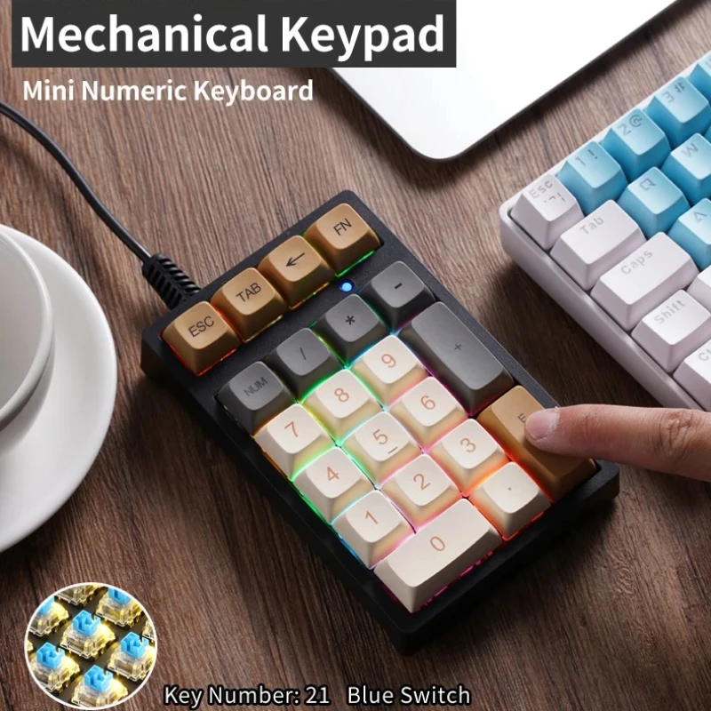 

APAYADO T21 Wired Mechanical Number Keyboard - 21Key MultiColor Lights for Treasury / Accounting / Finance