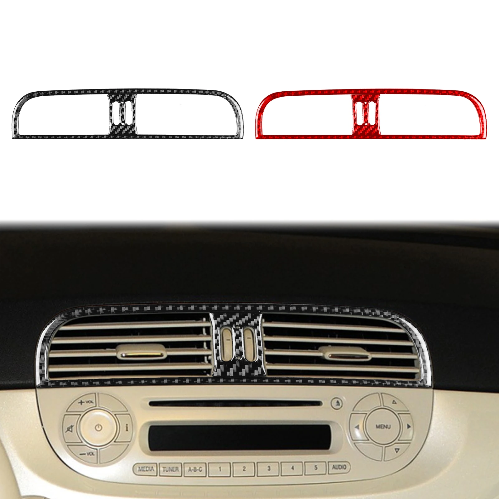 Center Console Air Conditioning Vent Decorative Cover Trim for Fiat 500 2012 2013 2014 2015 Car Interior Accessory Carbon Fiber