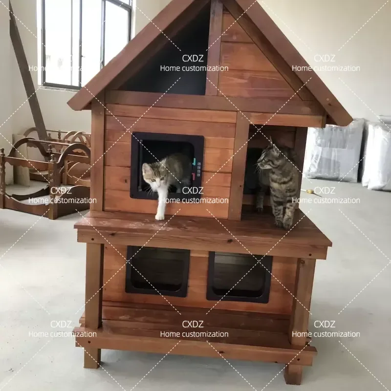 Outdoor Cat House Winter Warm Stray Cat Shelter Rainproof Kennel Universal All Seasons Villa Pet Hut Weatherproof Bed