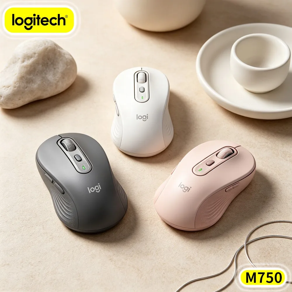Logitech M750 Wireless Office Mouse - Quiet Clicks, 3-Device Switch, Soft Thumb Rest, 24-Month Battery, Travel Pick