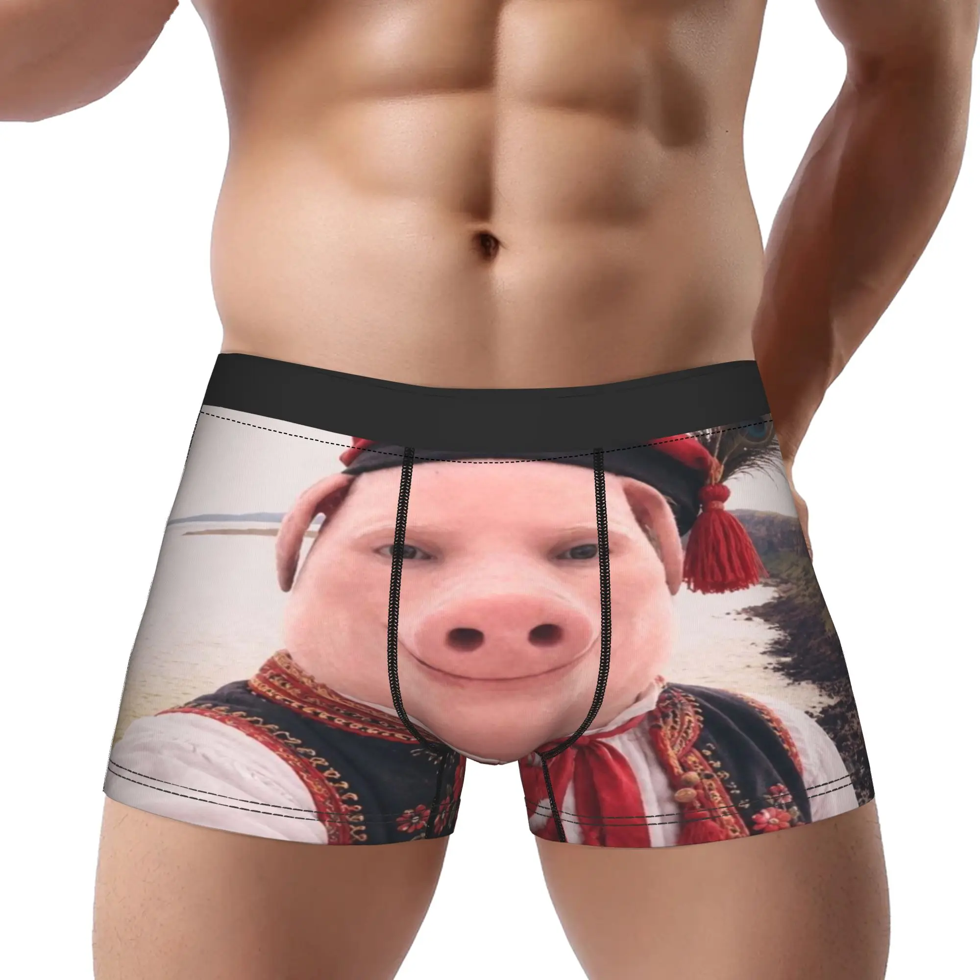 Traditional Folk Costume Pig Character  Underpants Homme Panties Men's Underwear Comfortable Shorts Boxer Briefs