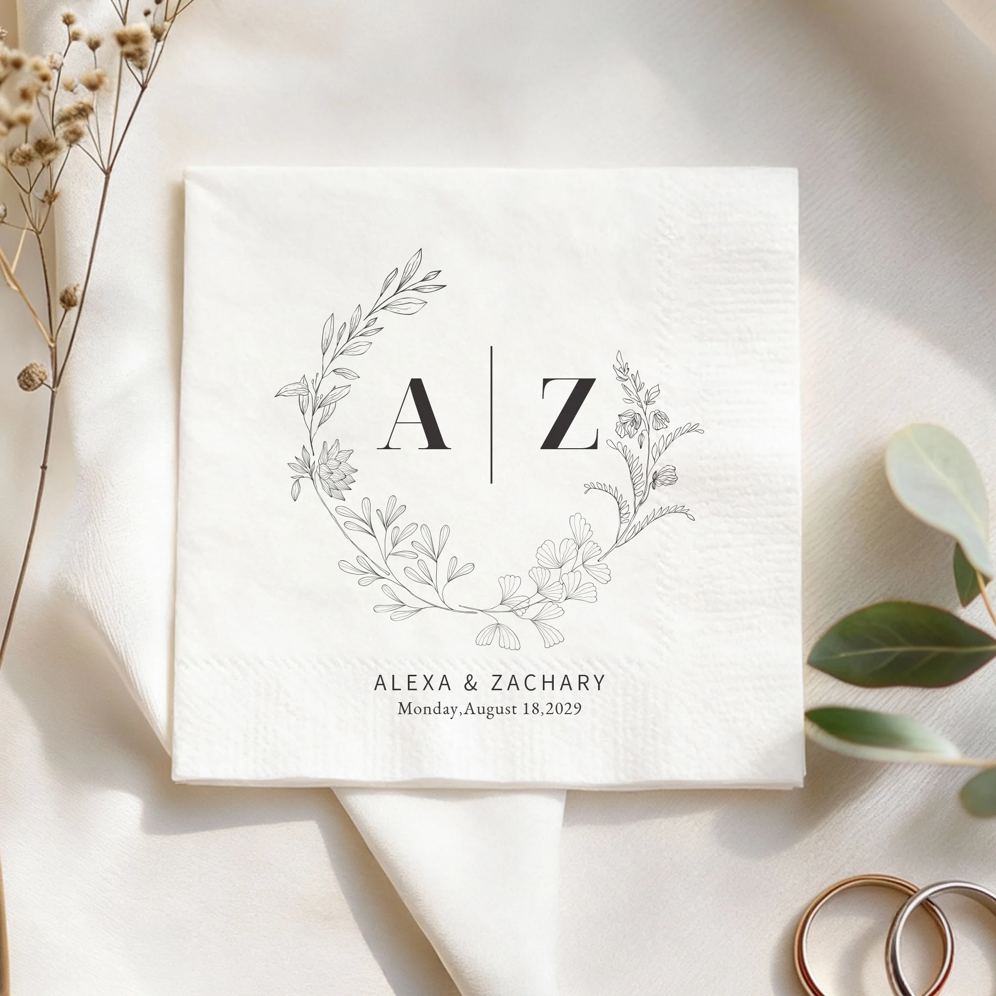 

Personalized Paper Napkins for Wedding Custom Cocktail Napkins of Text Elegent Disposable Napkins,for Baby Shower Hen Party