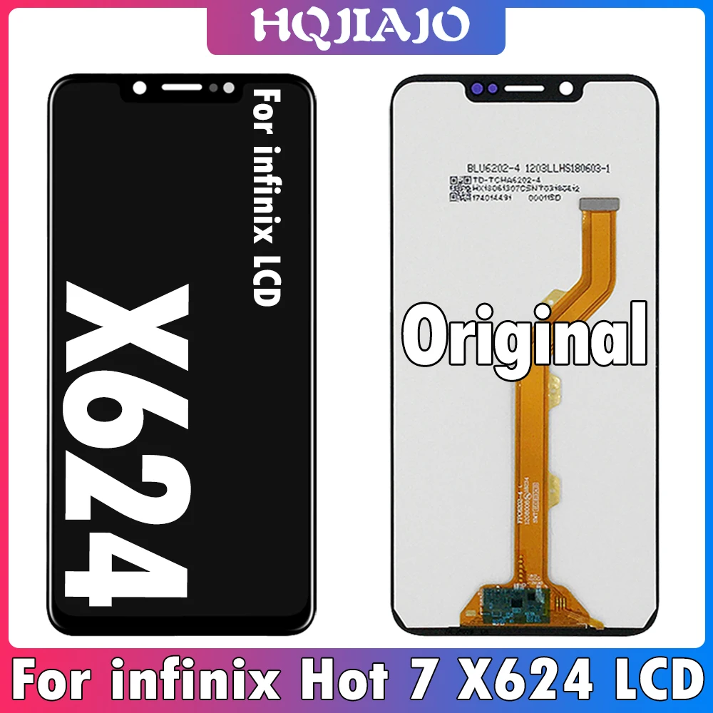 6.2inch Original For Infinix Hot 7 X624 LCD Display Touch Screen Digitizer Assembly For Infinix X624B LCD Repair Replacement