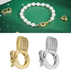 Cubic Zirconia Shortener Clasps Fold Over Clasps Interchangeable Bail Clasp Enhancer Clasp for DIY Bracelet Necklace