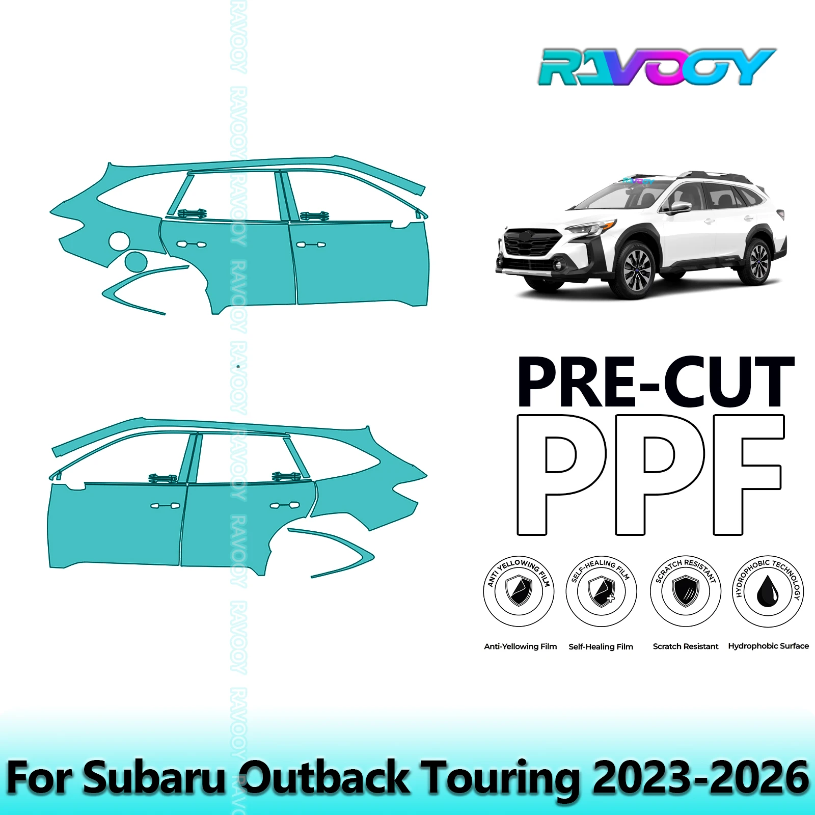 

For Subaru Outback Touring 2023-2026 8.5mil Clear Matte Pre-Cut PPF Door & A/B Pillar Kit TPU Paint Protection Film Set