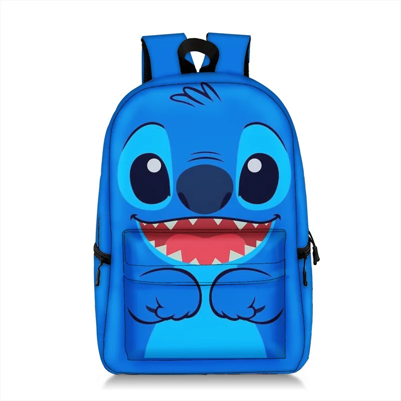 Sac à dos Disney Stitch en Polyester imprimé dessin animé, grande capacité, bretelles rembourrées pour garçons et étudiants, cadeau d'anniversaire