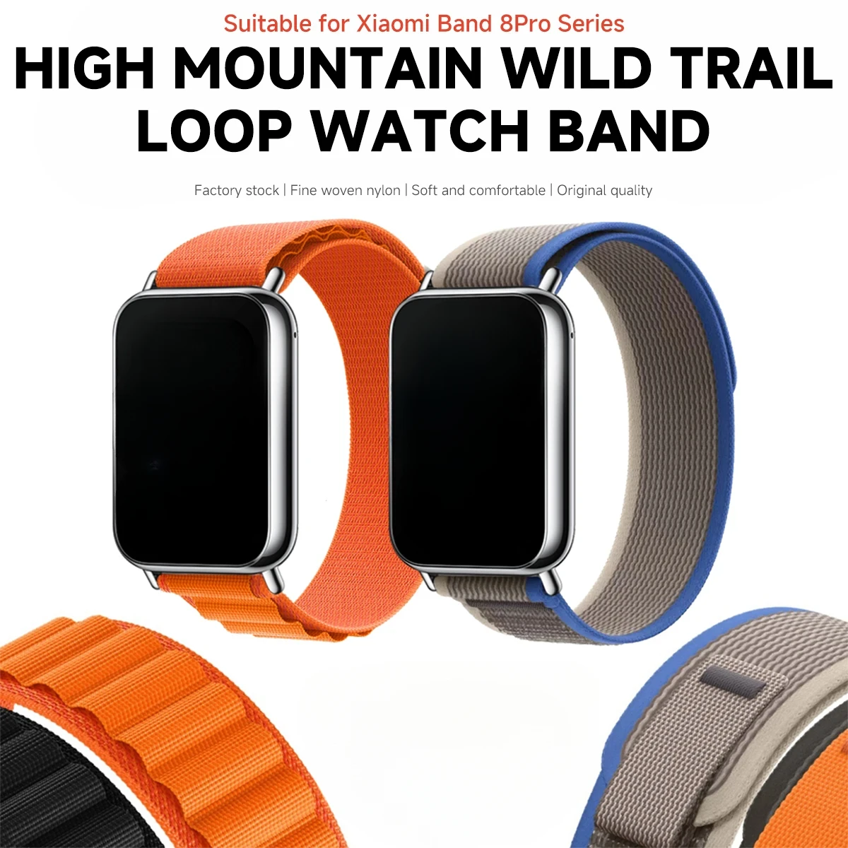 Nylon Loop Strap for For  Mi Band 9 Pro Adjustable Elastic Bracelet Watchband for iWatch Mi Band 8 Pro Band Accessories image 2