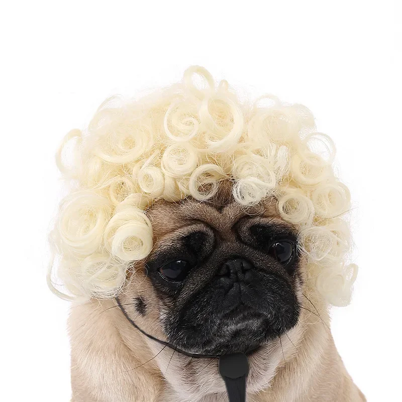 Pet wigs Dog wigs pet supplies Halloween pet accessories Curly hair Straight  Cat wigs