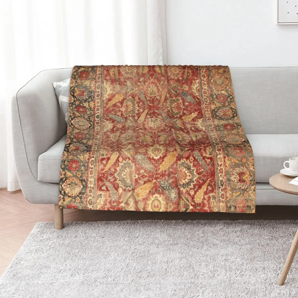 17th Century Indian Carpet Print Throw Blanket Beautifuls Quilt Polar Summer Thermal Furrys Blankets