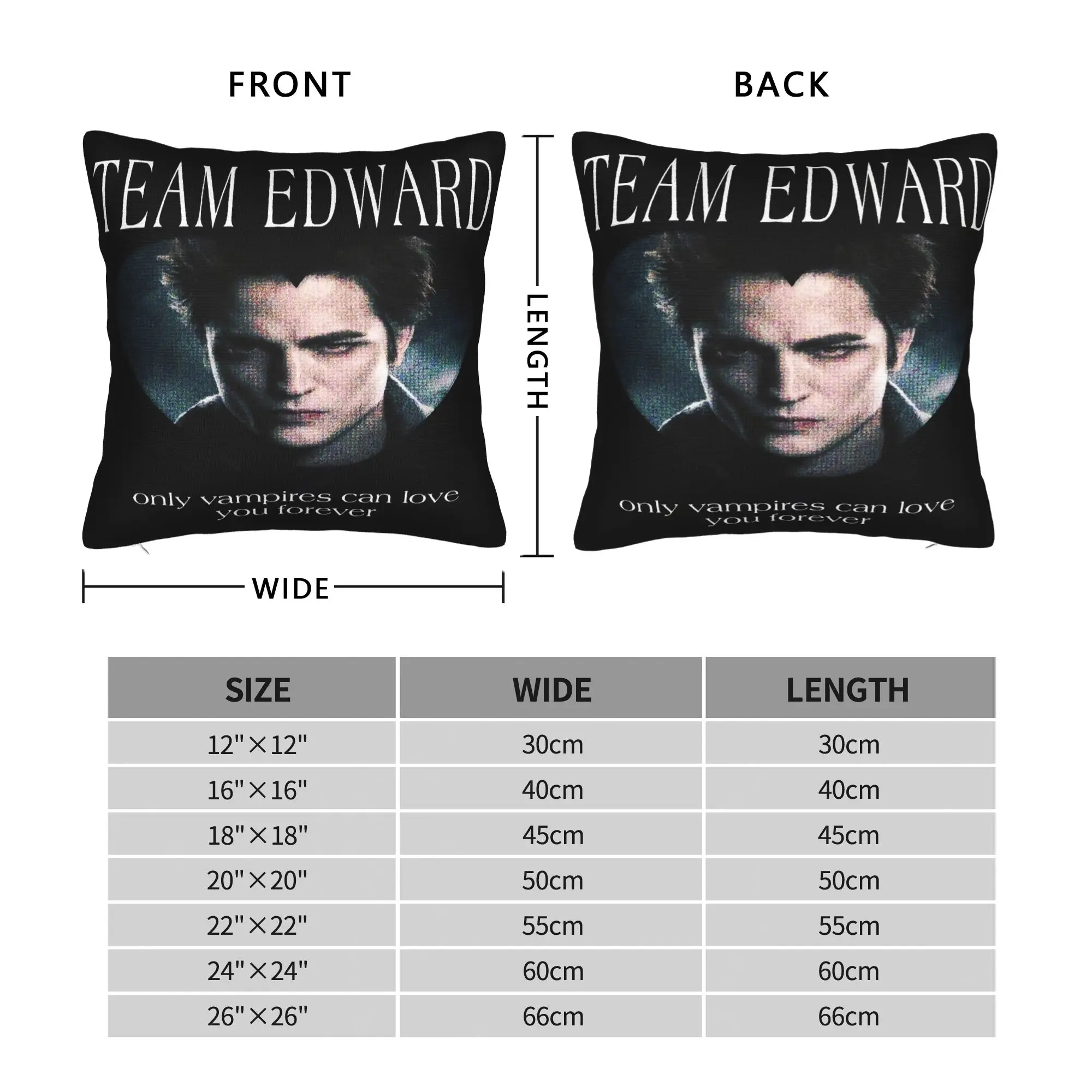 Pillow Case Twilight Saga Edward Bella Comfy  Pillow Cover For Couch Sofa Bedroom Novelty Pillowcases
