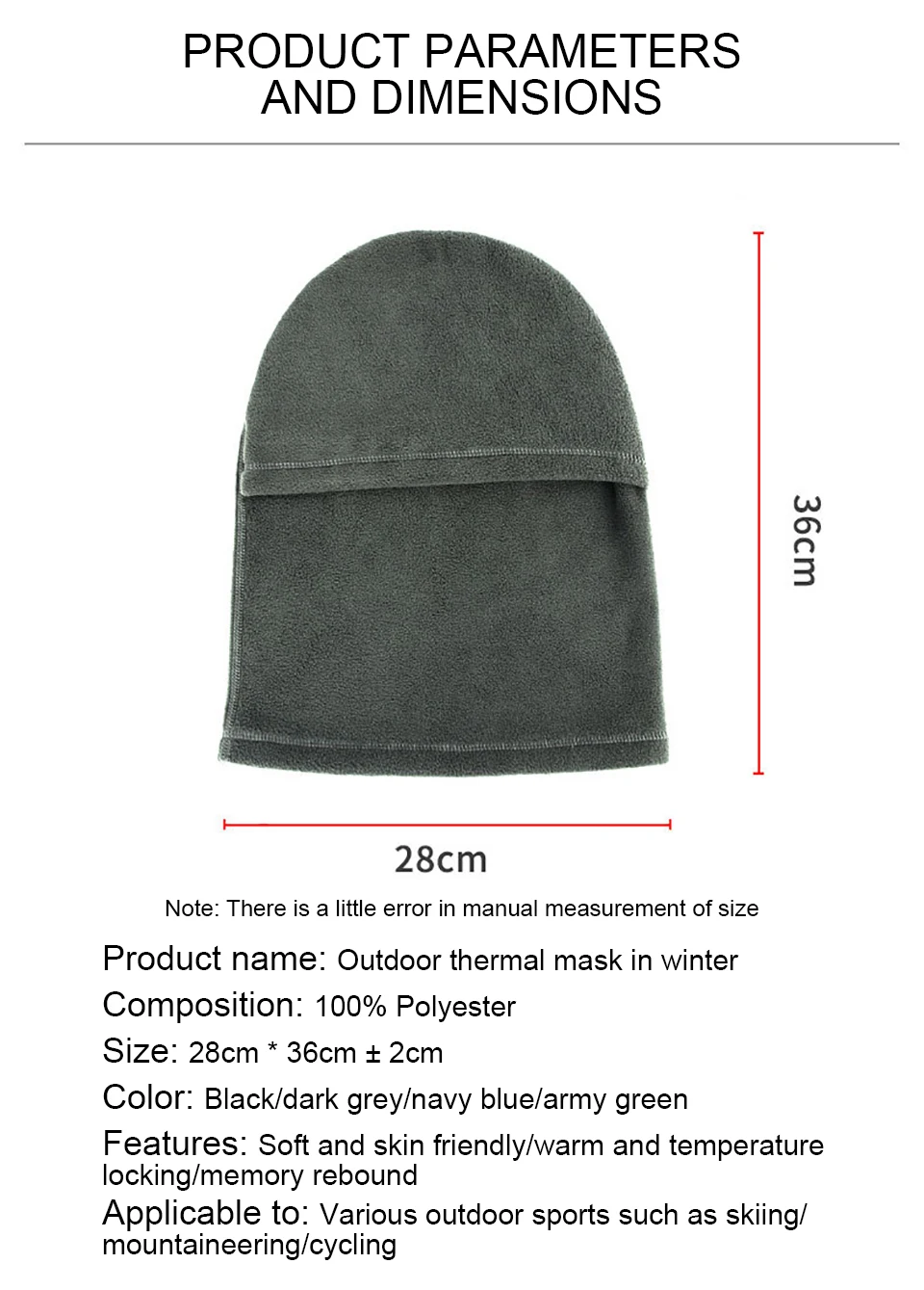 GTUBIKE Winter-Fahrradmaske, thermisch, winddicht, Sturmhaube, Skimaske, Herren und Damen, warm, Polarfleece, Outdoor-Sport, Motorrad-Gesichtsmaske – Detail 3