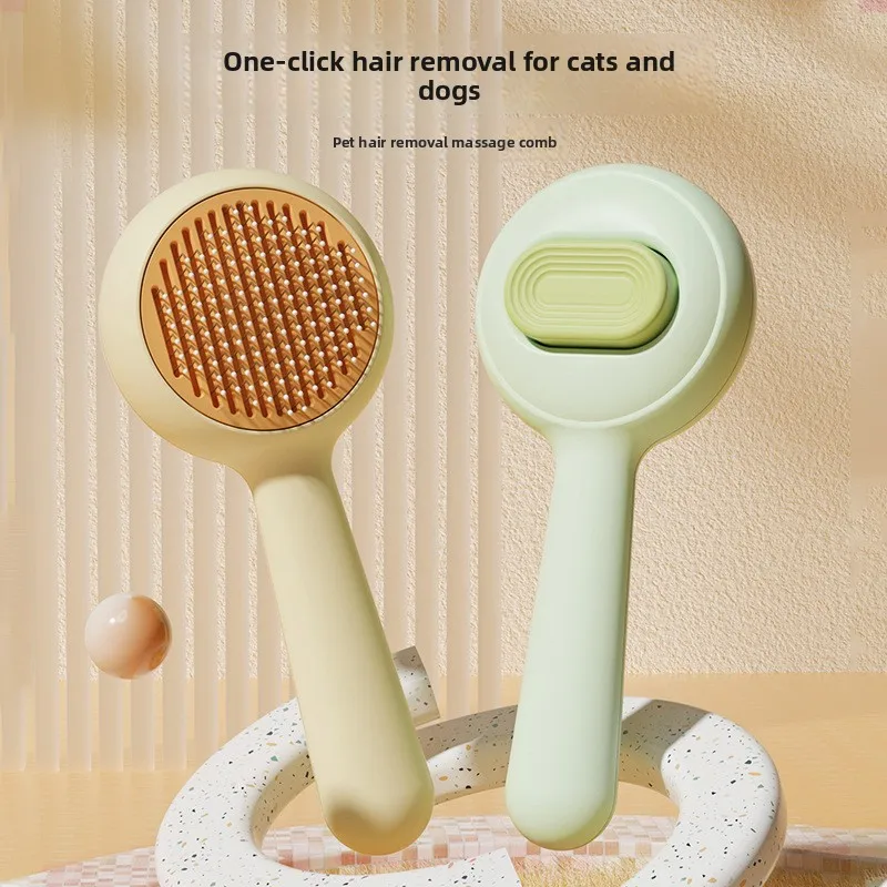 Pet MINI Comb Cat Comb Stainless Steel Needle Pressing Needle Comb Dog Hair Removal Brush One Click Self Cleaning Function Brush