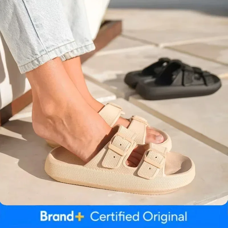 

Thick Bottom Slippers Wear Resistant Double Buckle EVA Outdoor Indoor Women's Summer Sandals Couple Home Slippers