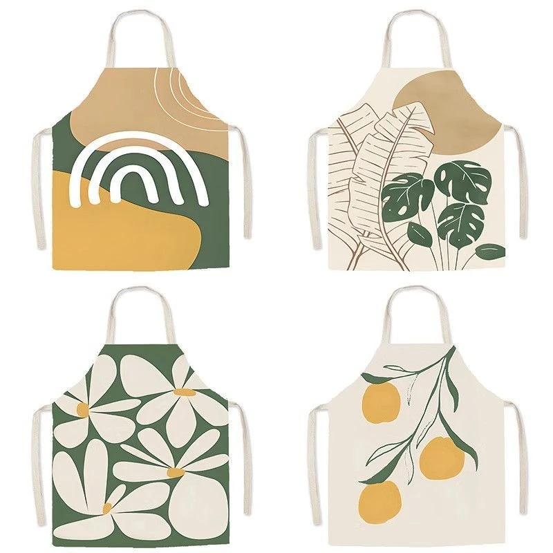 

Home Kitchen Cooking Bib French Retro Linen Sleeveless Apron Nail Salon Florist Work Clothes