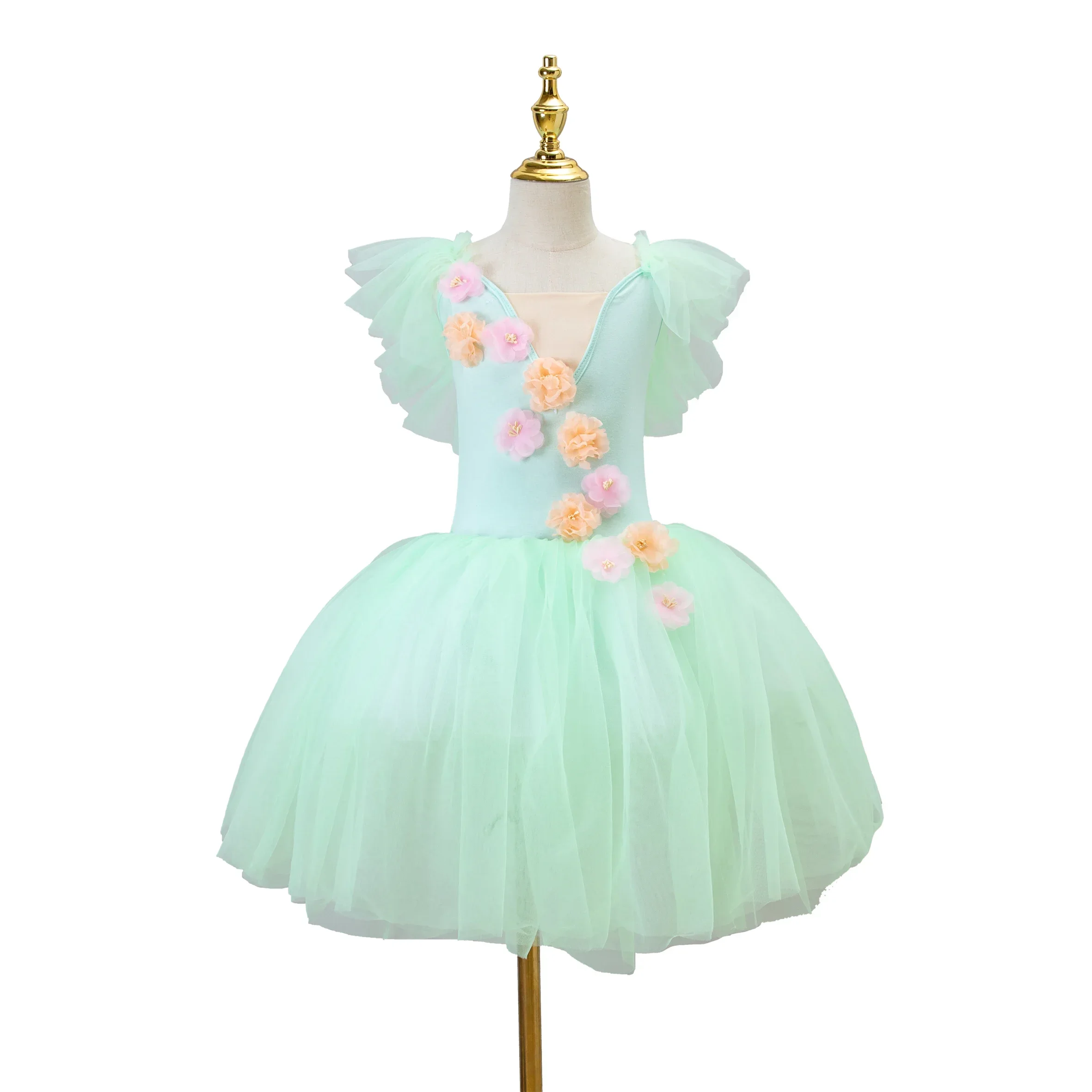 Women Ballet Costume Performance Ballet Dance Dress Girls Tutu Skirts Tulle Dance Wear Green Long Romantic Ballet Tutu Girl