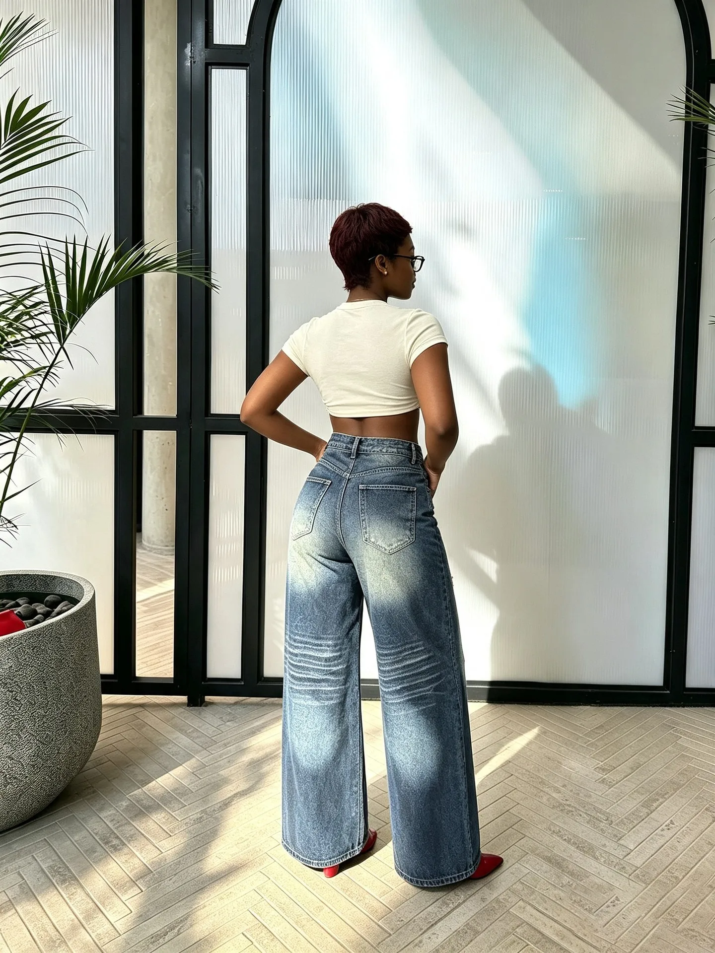 High Waist Wide Leg Jeans Women's Loose Fit Ripped Denim Pants Straight Leg Long Trousers Cross-Border Vintage Washed Jeans