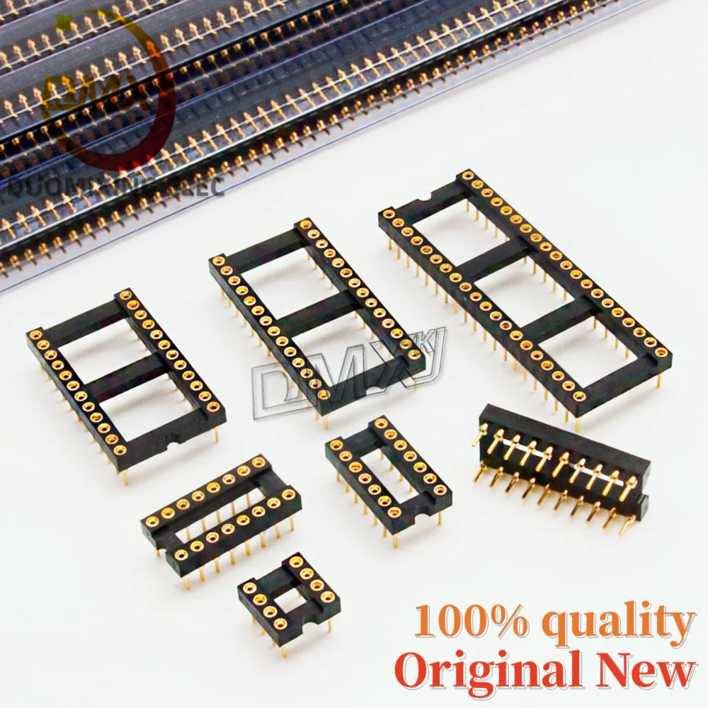 10PCS/Lot Gold plated Round hole IC seat 8P 14P 16P 20P 24P 28P 32P 40Pin Round pin chip holder microcontroller holder