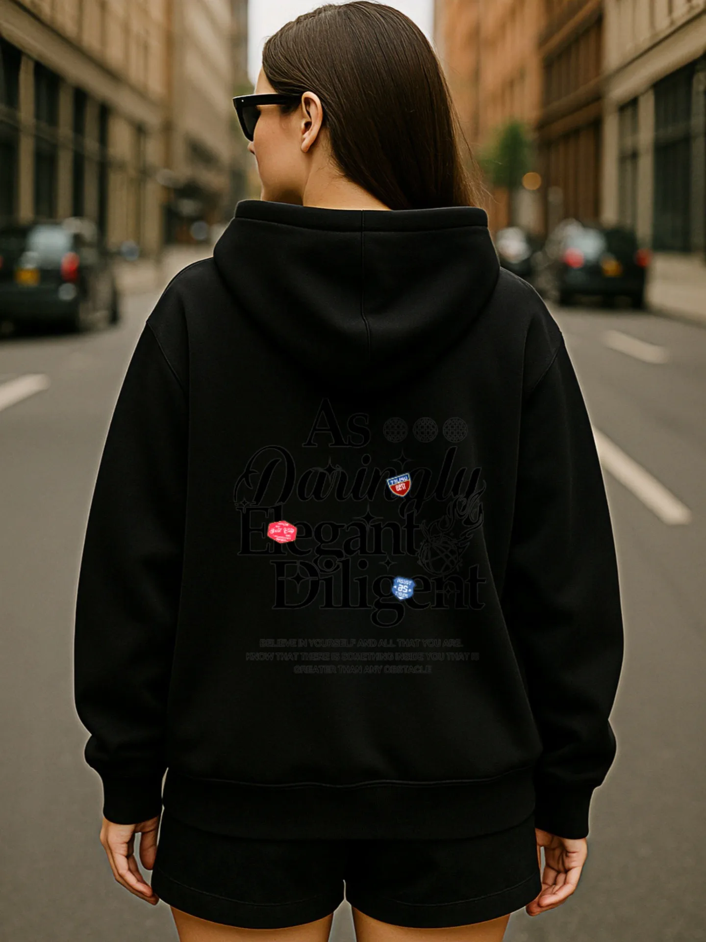 Sudadera con capucha gráfica para mujer, estampado de letras, estética informal, tela suave, uso diario informal, para hombres jóvenes
