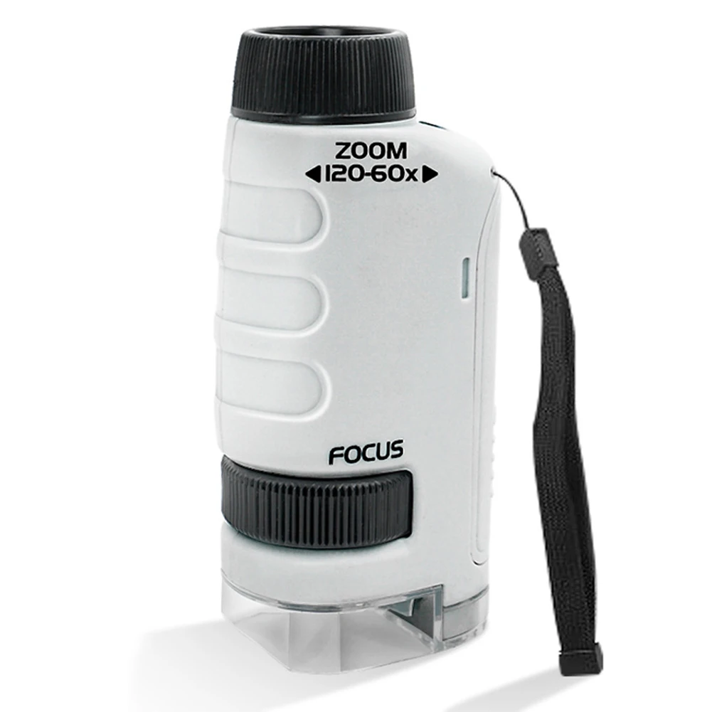 Educational Mini Handheld Microscope with LED Light 60-120x Pocket Microscope Battery Powered Home School Science Toys Gift