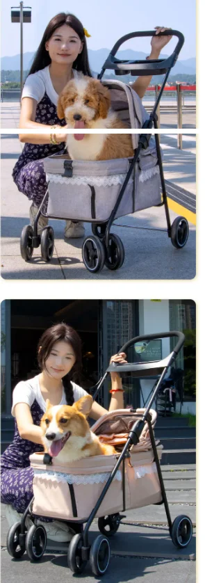 عربة أطفال دانتيل مخفية من الدانتيل للحيوانات الأليفة والقطط والكلاب عربة أطفال من الدانتيل على شكل قطة كلب تيدي عربة أطفال صغيرة خارجية خفيفة الوزن قابلة للطي وقابلة للتنفس