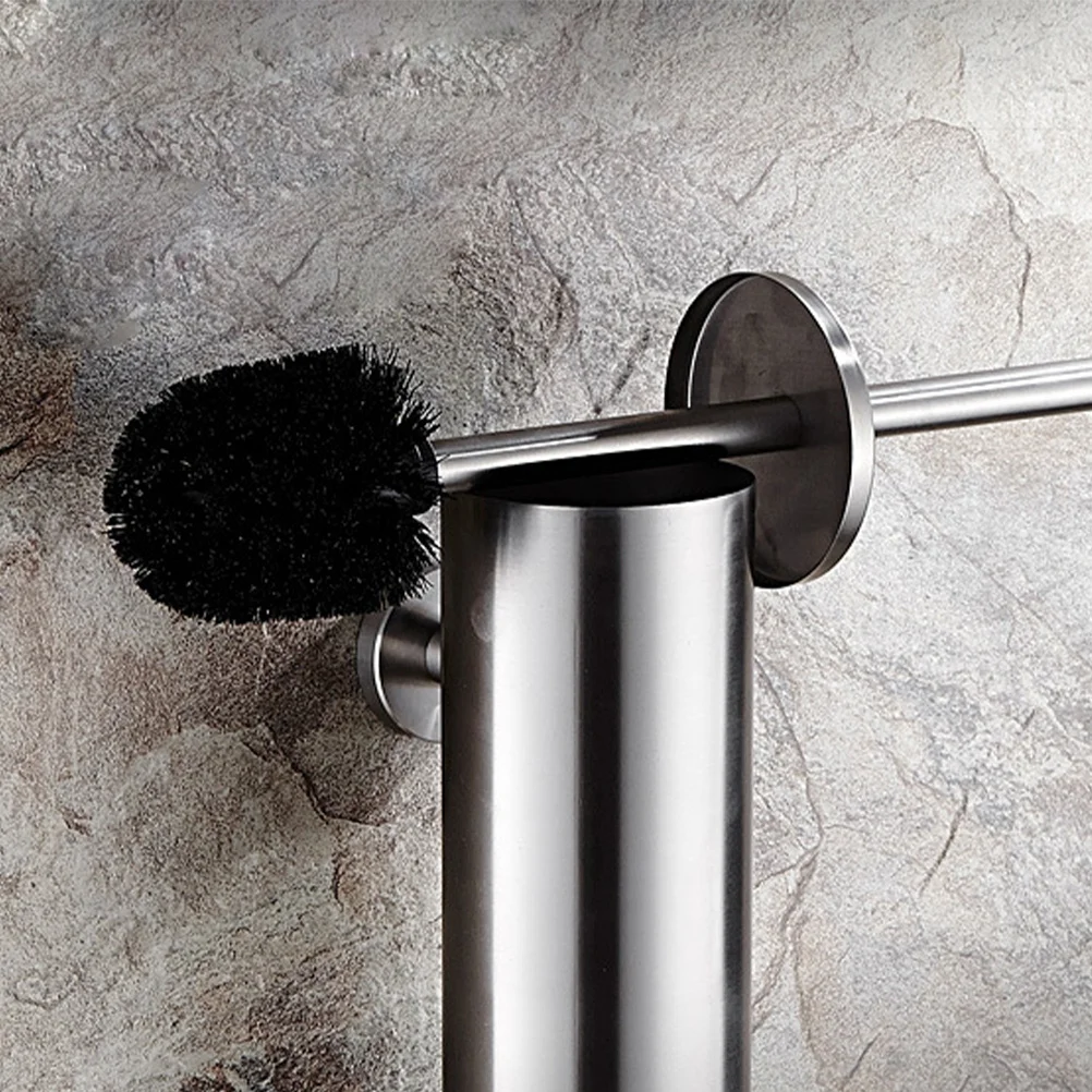 

Набор туалетных щеток из нержавеющей стали, настенное крепление, набор инструментов для чистки ванной комнаты с плотной щетиной для дома, отеля, офиса, серебро