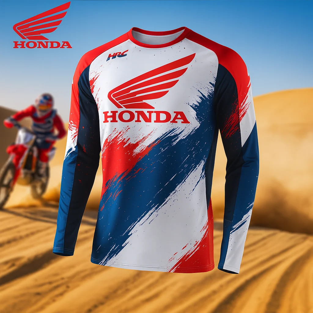 Męska koszulka motocyklowa Honda Off Road z długim rękawem, oddychająca, szybkoschnąca koszulka do wyścigów i jazdy na rowerze górskim