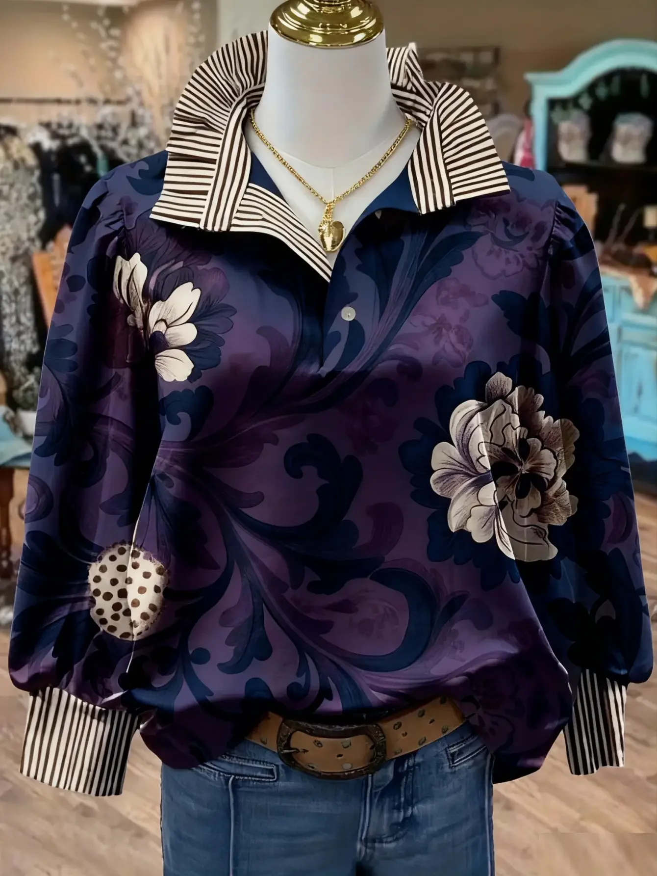 Women's 2026 new top retro fashion shirt simple Baidu suitable for any occasion,New Year&Thanksgiving costumes