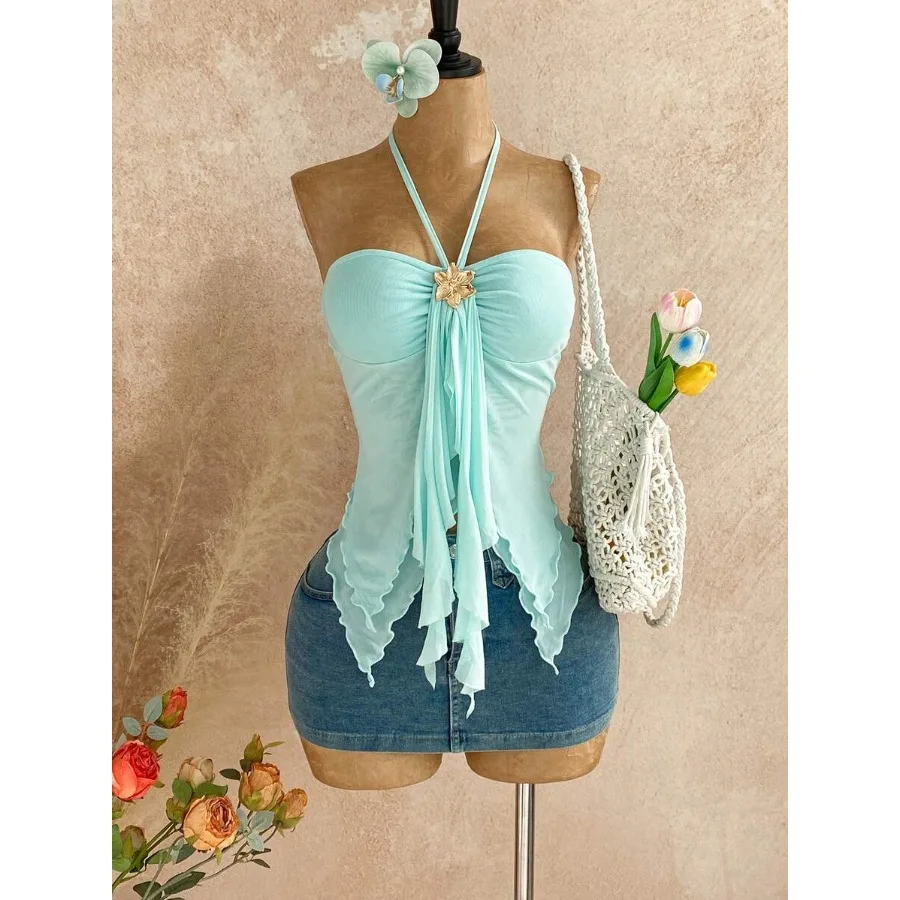 

Soleia Women's Asymmetrical Hem Camisole With Seashell Decor Suitable For Beach Vacation Summer Summer Spring Valentine's Day C