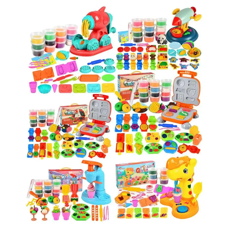 Rich Play Dough Clay Set Color Recognition Learning Play Dough Plasticine Tools Educational Modeling Clay Machine Toy For Kids