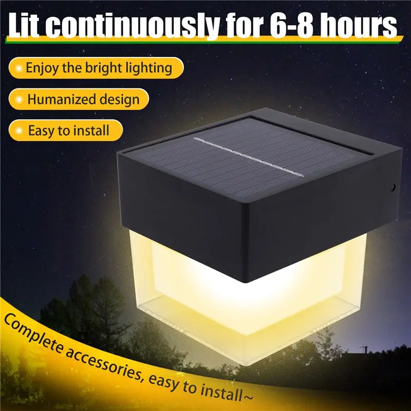 A02M-Solar Waterproof Wall Lights Street Porch Garden Lights Porch Garden Lights Corridor Landscaping Decorative Lights Quadrate