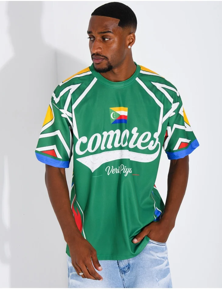 2026 Heißer Sommer Komoren Atmungsaktives Fußball-Fan-Trikot Nationalmannschaft Fußball Fitness-Training Atmungsaktives Sport-T-Shirt Unisex Top – Detail 5